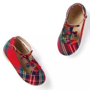 Janie and Jack Red Plaid Dress Shoes with Bow
